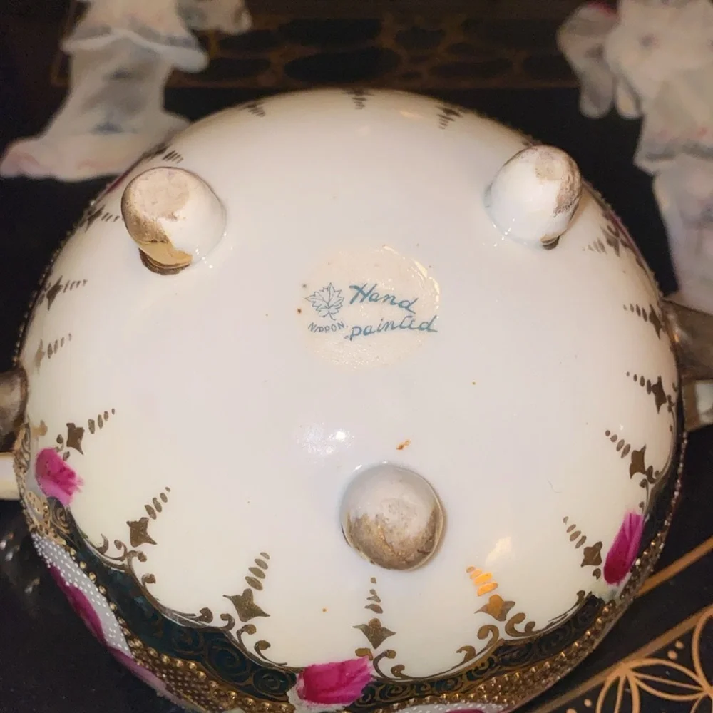 Vintage Nippon Hand Painted creamer with lid - Picture 4 of 7